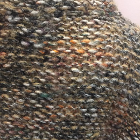 Size M Zara Knit Italian Yarn Beige Brown Mixed Color Cocoon Poncho Sweater - Picture 8 of 10